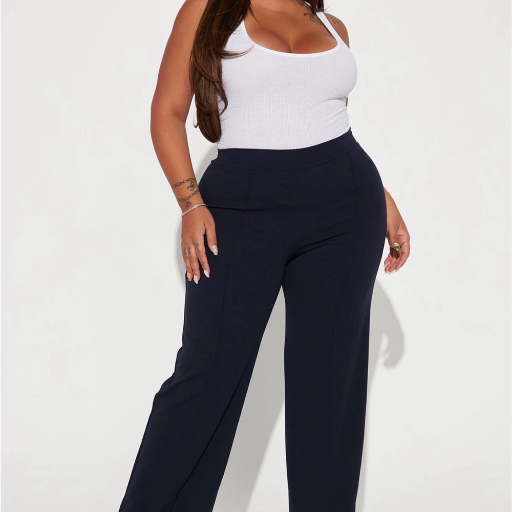Fashion Nova Navy Tall Victoria High Waisted Dress pants